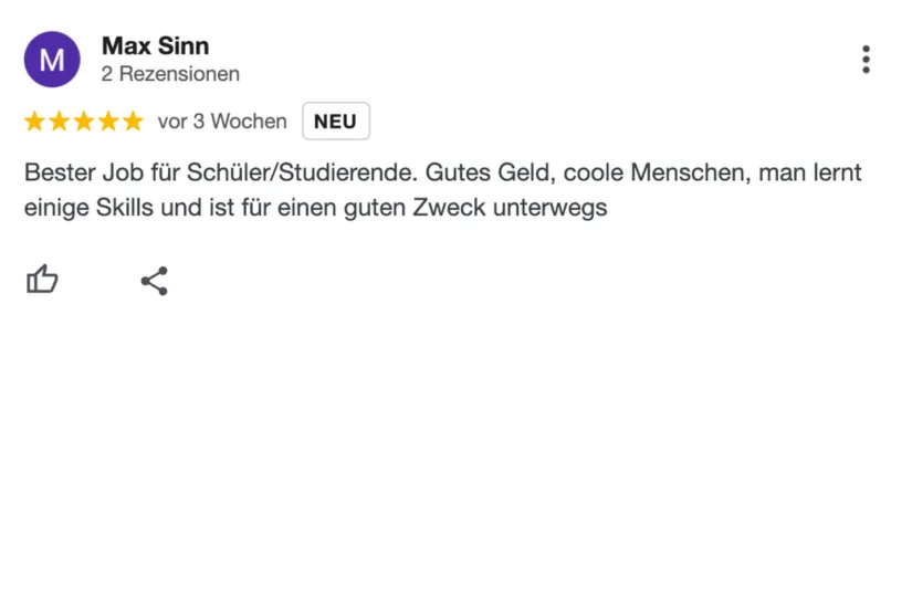 Fünf-Sterne-Bewertung auf Google, Erfahrungsbericht 2