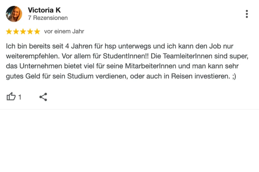 Fünf-Sterne-Bewertung auf Google, Erfahrungsbericht 5